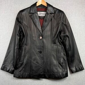 Vintage Y2K Pelle Studio Wilson Leather Blazer Jacket Women Large Black Classic